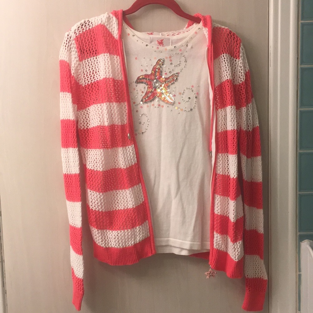 Starfish tank top and yarn hoodie set